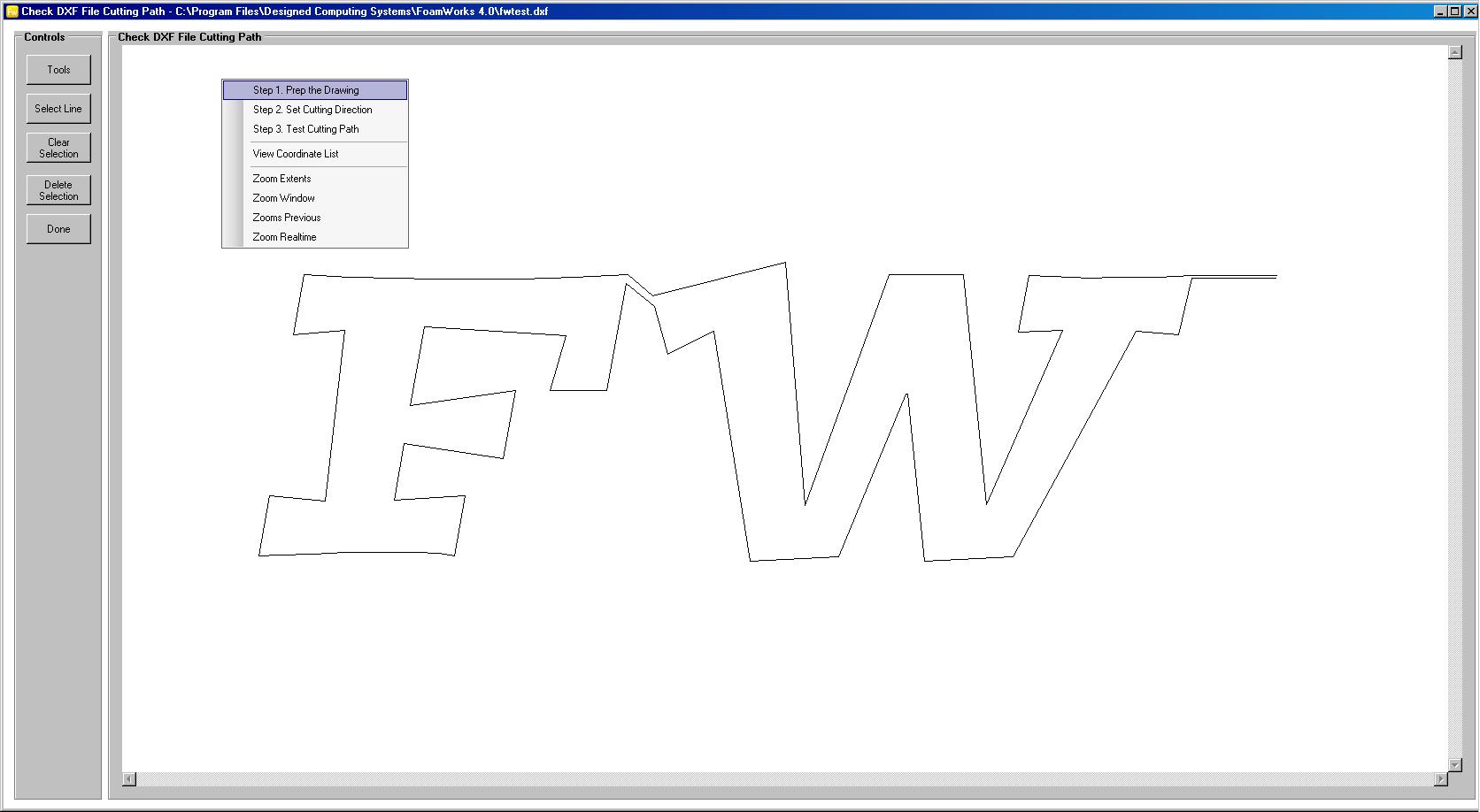 FoamWorks 4.0 Test Cutting Path
