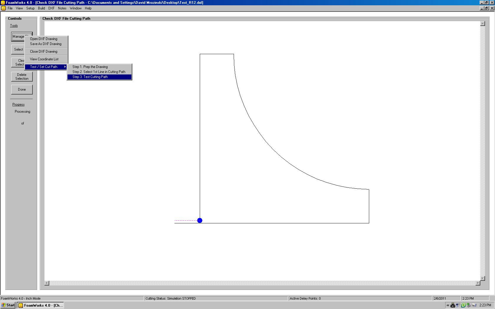 Test Cutting Path