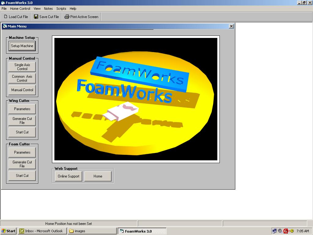 FoamWorks 3.0 Main menu